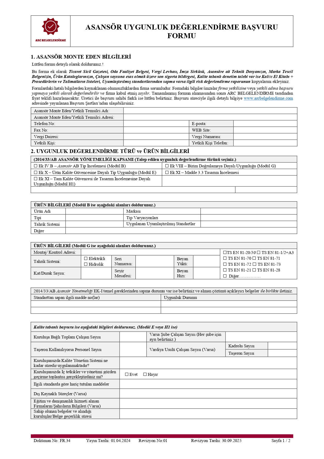 FR.34 ASANSÖR UYGUNLUK DEĞERLENDİRME BAŞVURU FORMU REV.01_30.09.2025_page-0001