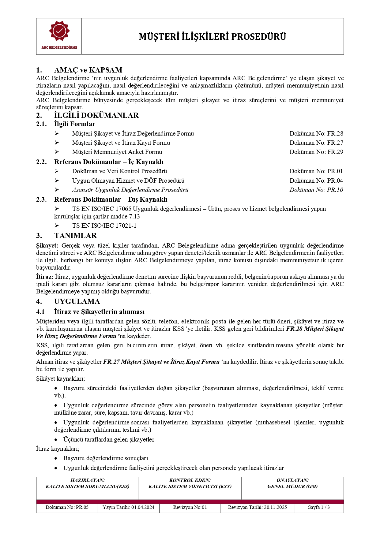 PR.05 MÜŞTERİ İLİŞKİLERİ PROSEDÜRÜ REV.01__page-0001