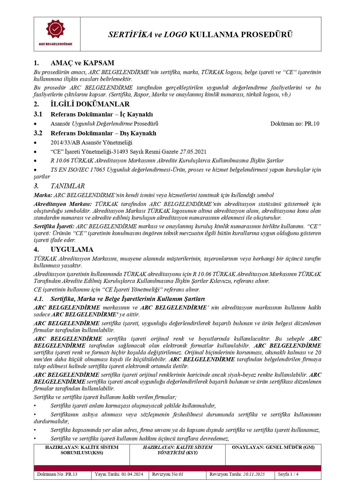 PR.13_SERTİFİKA VE LOGO KULLANMA PROSEDÜRÜ REV.01_HA_page-0001