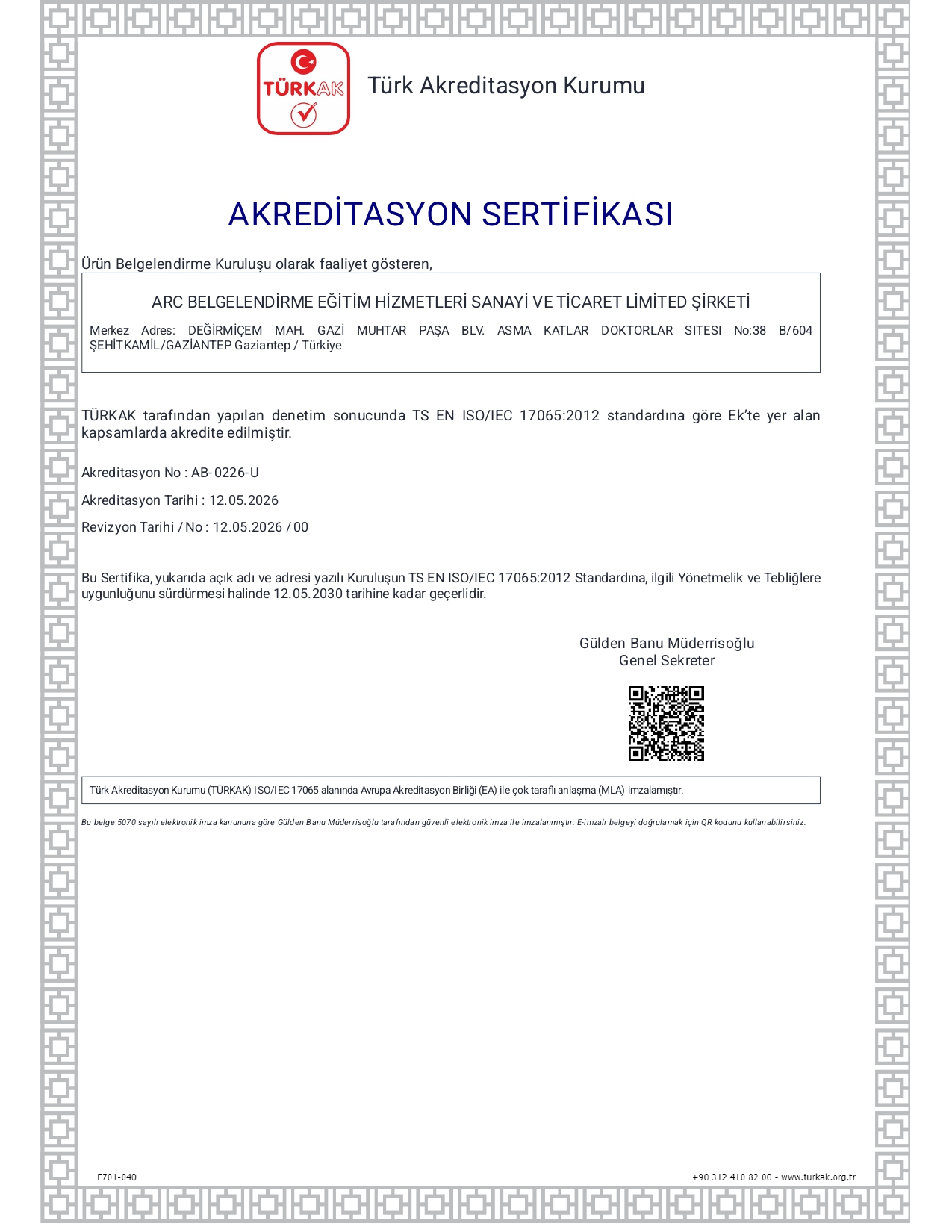 TS EN ISOIEC 17065-2012 AKREDİTASYON SERTİFİKASI (KURUMSAL - BELGELERİMİZ)_page-0001